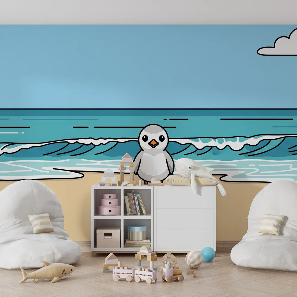 Papel de parede quarto bebê | Sladak ptica na plaži