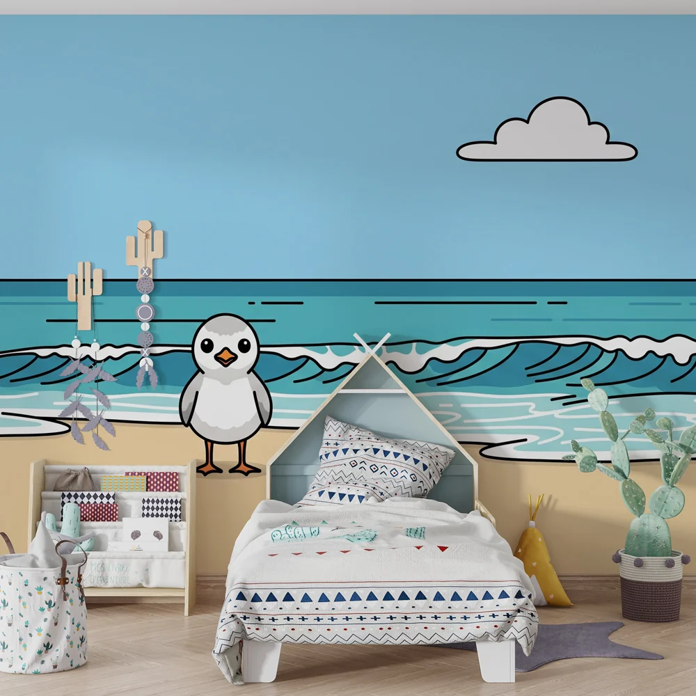 Papel de parede quarto bebê | Sladak ptica na plaži
