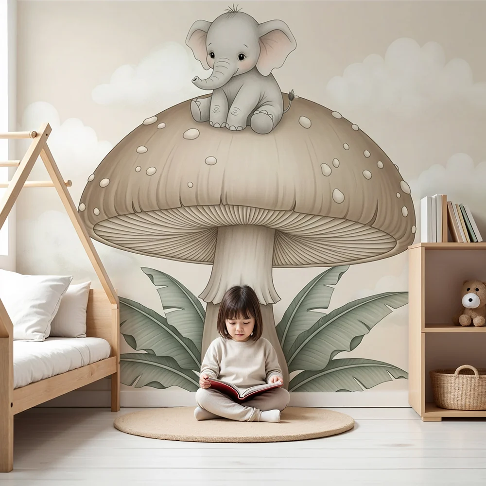Papel de parede quarto bebê | Sladak slon na gljivi