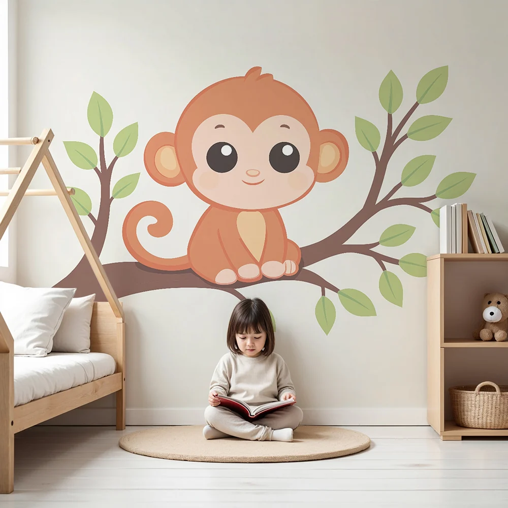 Papel de parede quarto bebê | Slatka majmunčić na grani