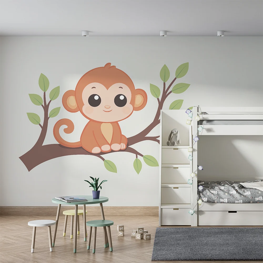 Papel de parede quarto bebê | Slatka majmunčić na grani