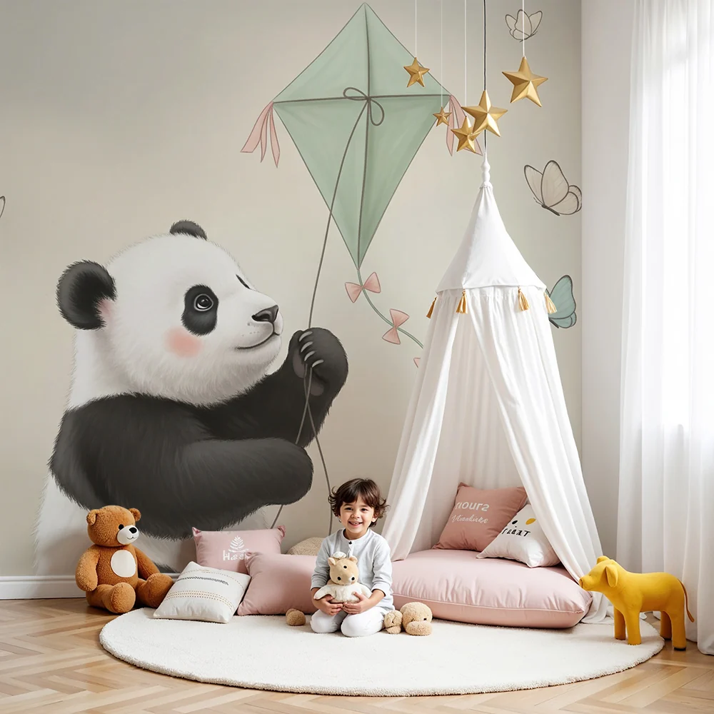 Papel de parede quarto bebê | Slatki panda i zmajić