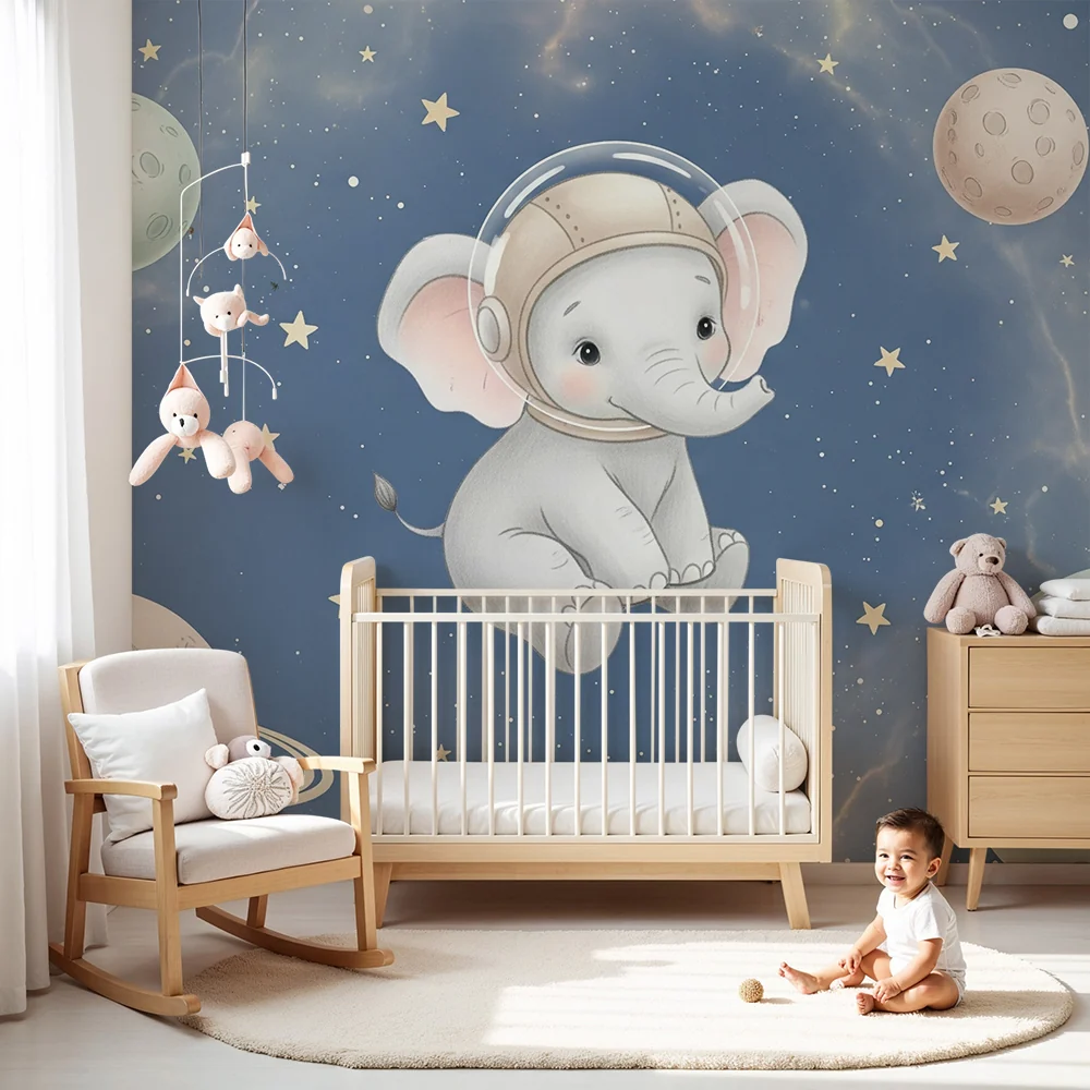 Papel de parede quarto bebê | Slon astronaut u svemiru