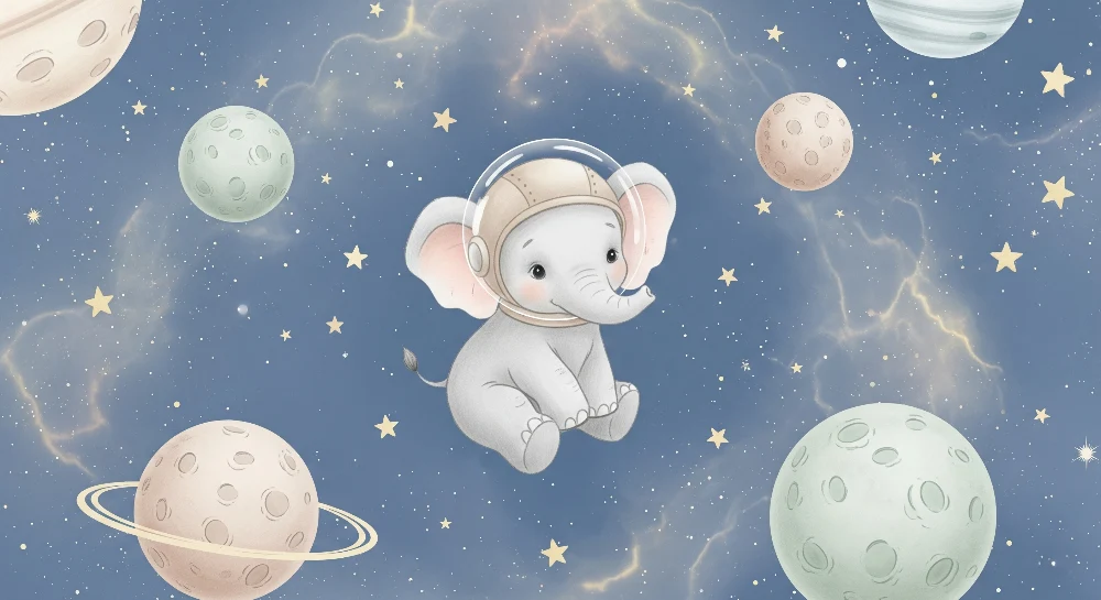 Papel de parede quarto bebê | Slon astronaut u svemiru