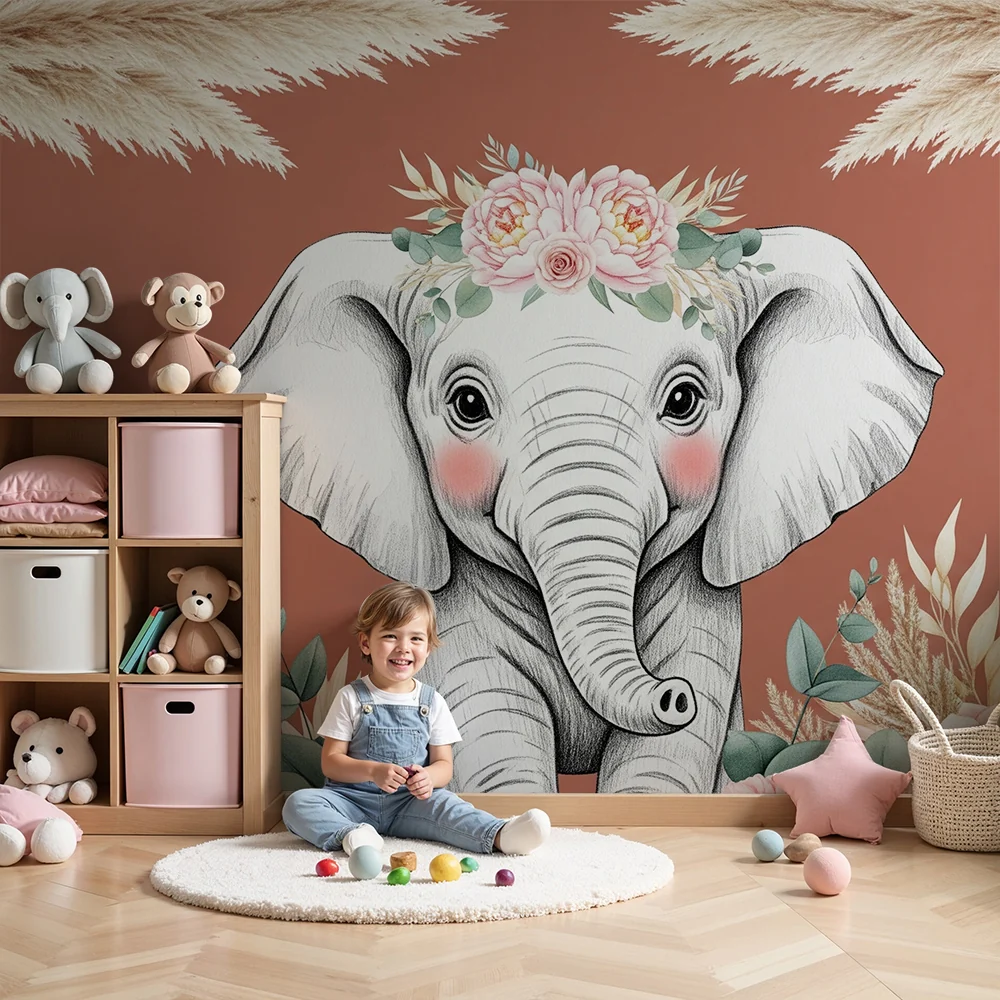 Papel de parede quarto bebê | Slon cvjetni ljupko
