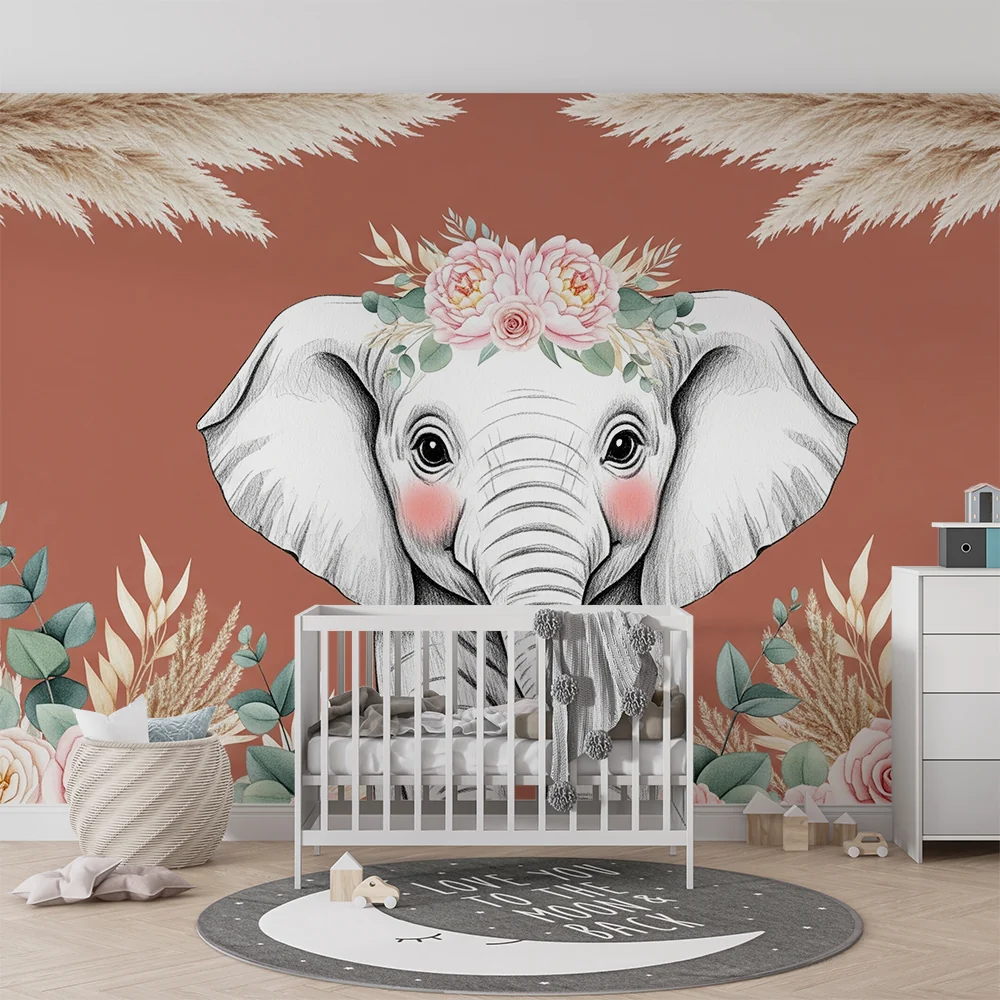 Papel de parede quarto bebê | Slon cvjetni ljupko