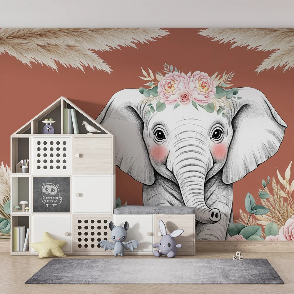 Papel de parede quarto bebê | Slon cvjetni ljupko