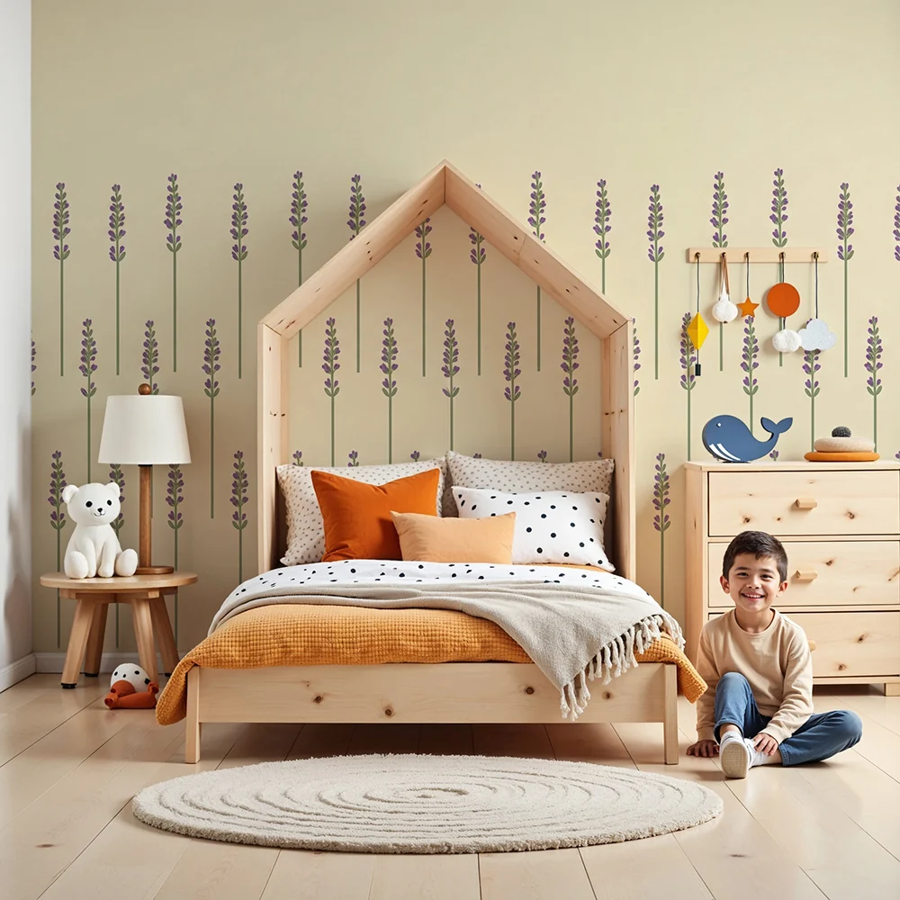 Papel de parede quarto bebê | Smirujuć lavanda na svijetloj pozadini