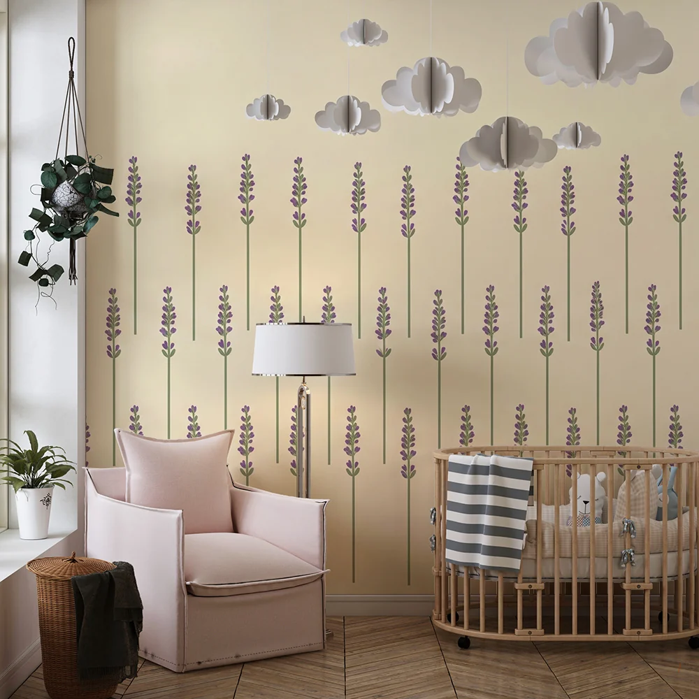 Papel de parede quarto bebê | Smirujuć lavanda na svijetloj pozadini