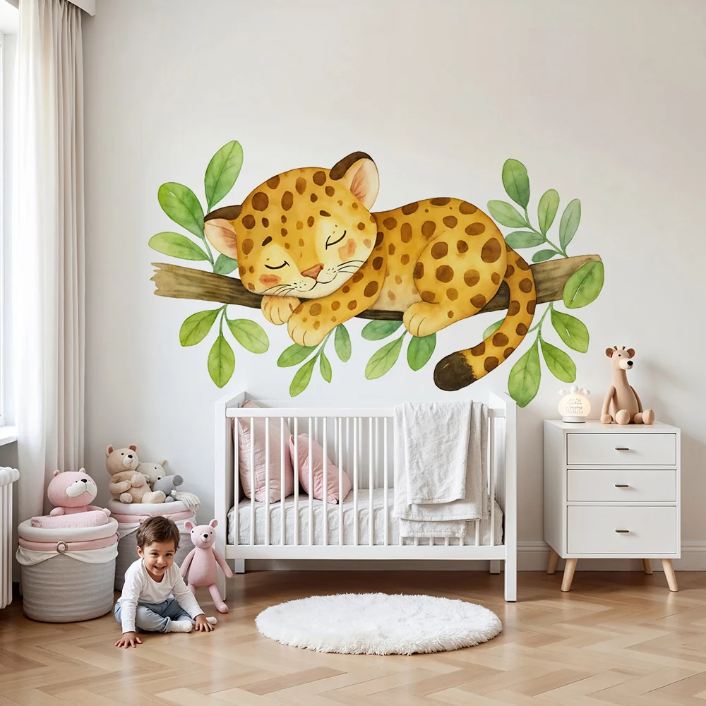 Papel de parede quarto bebê | Spavaći leopard na grani