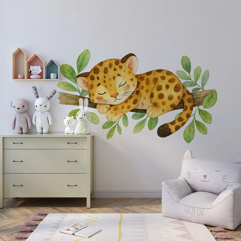 Papel de parede quarto bebê | Spavaći leopard na grani
