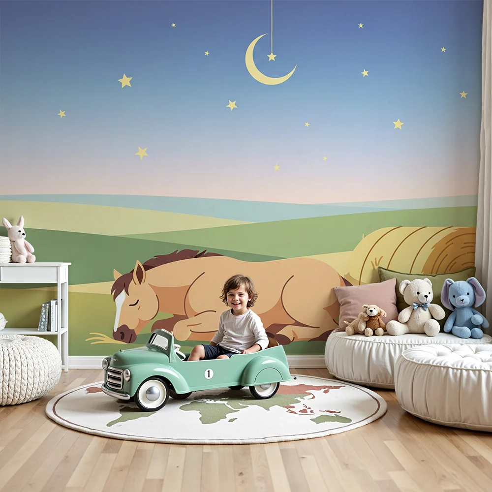 Papel de parede quarto bebê | Spavani konj pod zvjezdanim nebom