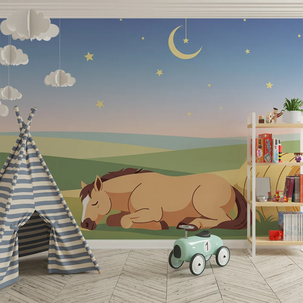 Papel de parede quarto bebê | Spavani konj pod zvjezdanim nebom
