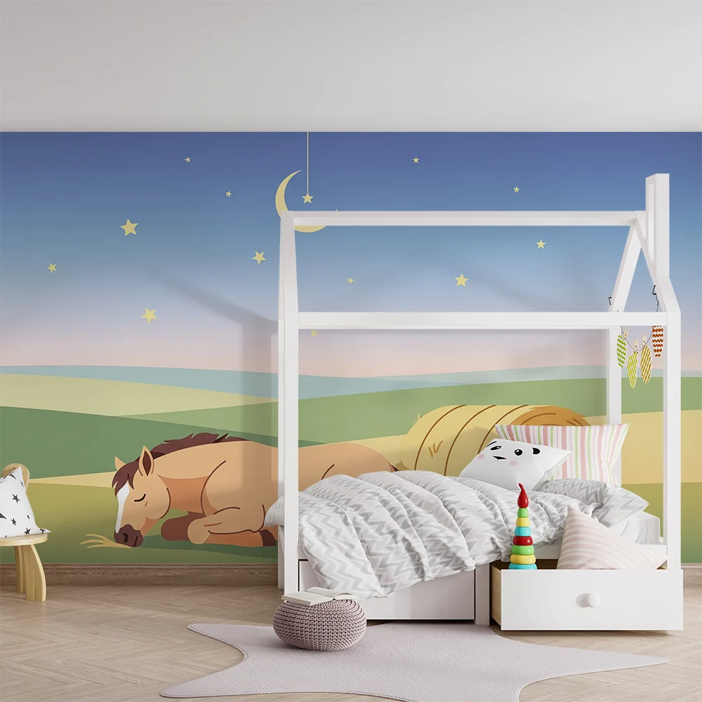 Papel de parede quarto bebê | Spavani konj pod zvjezdanim nebom