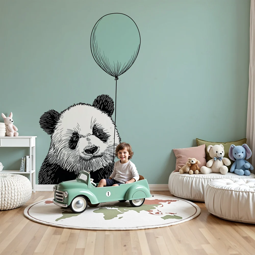 Papel de parede quarto bebê | Sretan panda s balonom