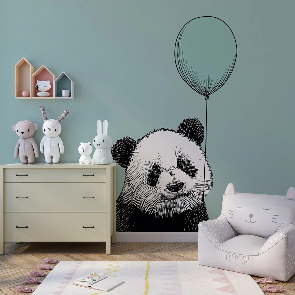Papel de parede quarto bebê | Sretan panda s balonom