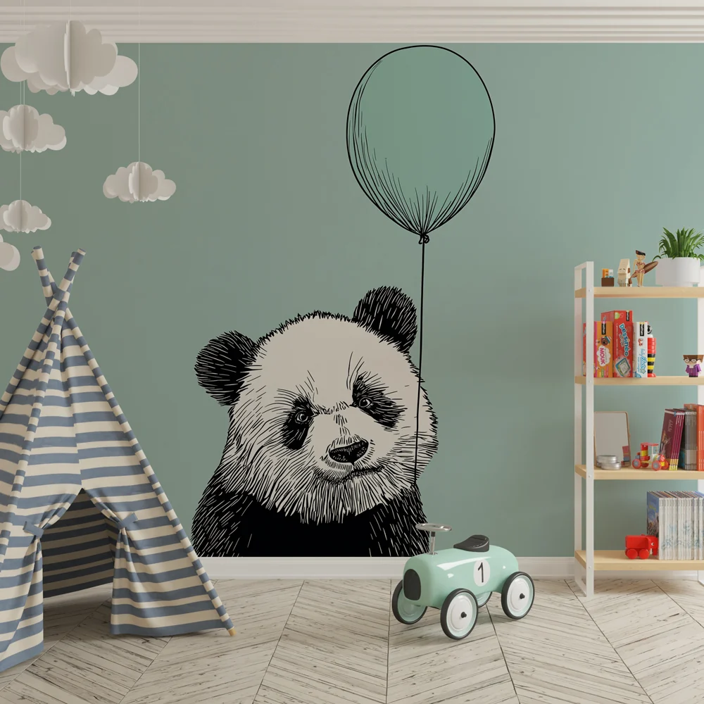 Papel de parede quarto bebê | Sretan panda s balonom