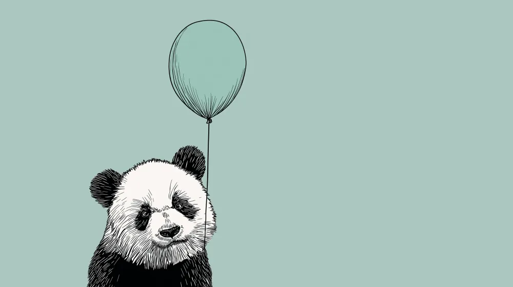 Papel de parede quarto bebê | Sretan panda s balonom