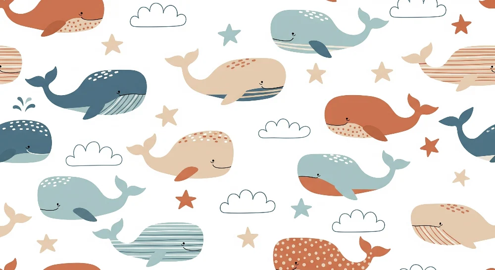Papel de parede quarto bebê | Sretne kitove i oblaci