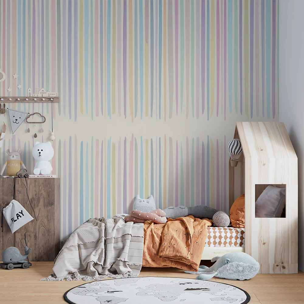 Papel de parede quarto bebê | Suaves listras pastel