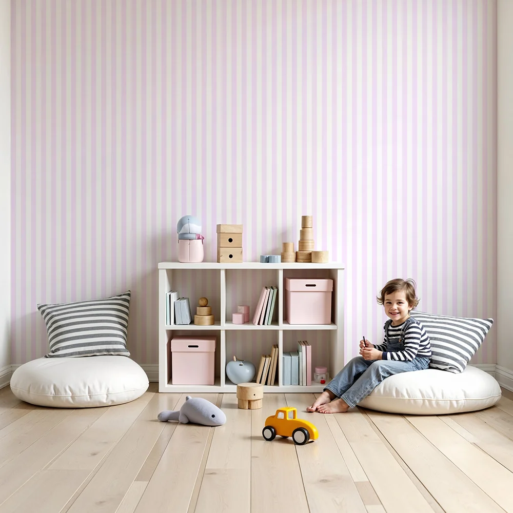 Papel de parede quarto bebê | Tanke vertikalne pruge u ružičastoj boji