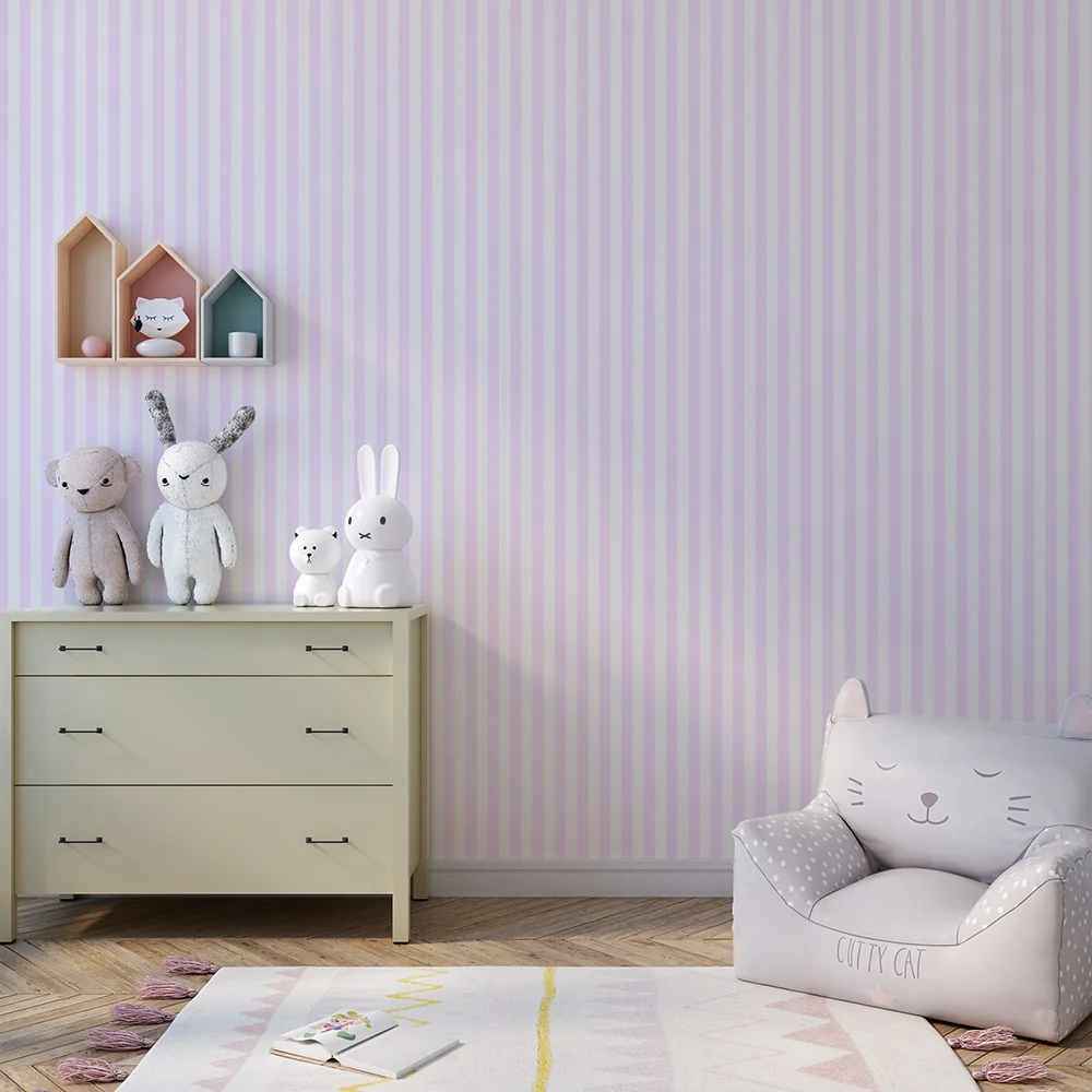 Papel de parede quarto bebê | Tanke vertikalne pruge u ružičastoj boji