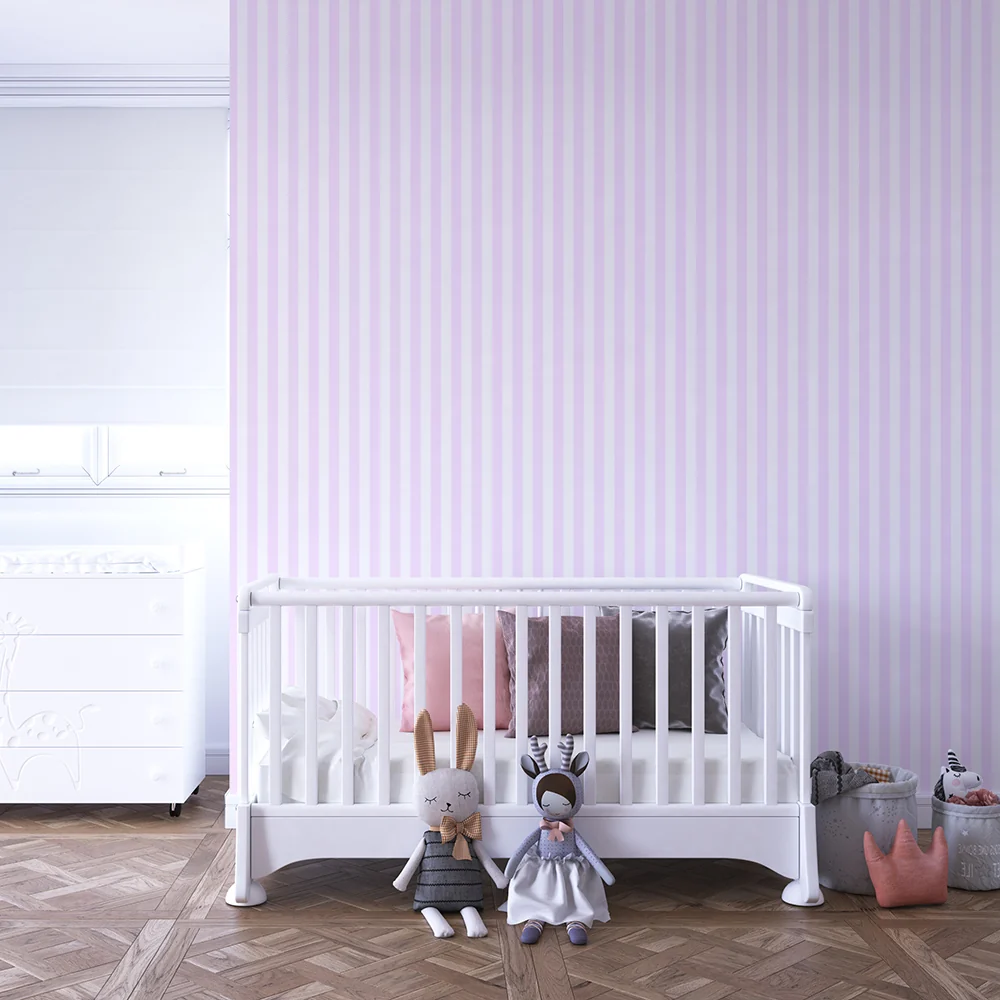Papel de parede quarto bebê | Tanke vertikalne pruge u ružičastoj boji