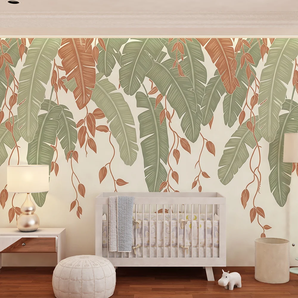 Papel de parede quarto bebê | Tropski listovi u dvostrukoj boji