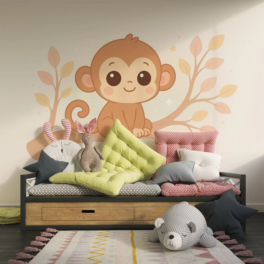 Papel de parede quarto bebê | Vesela majmun na grani