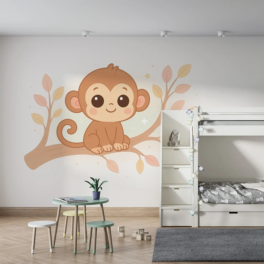Papel de parede quarto bebê | Vesela majmun na grani