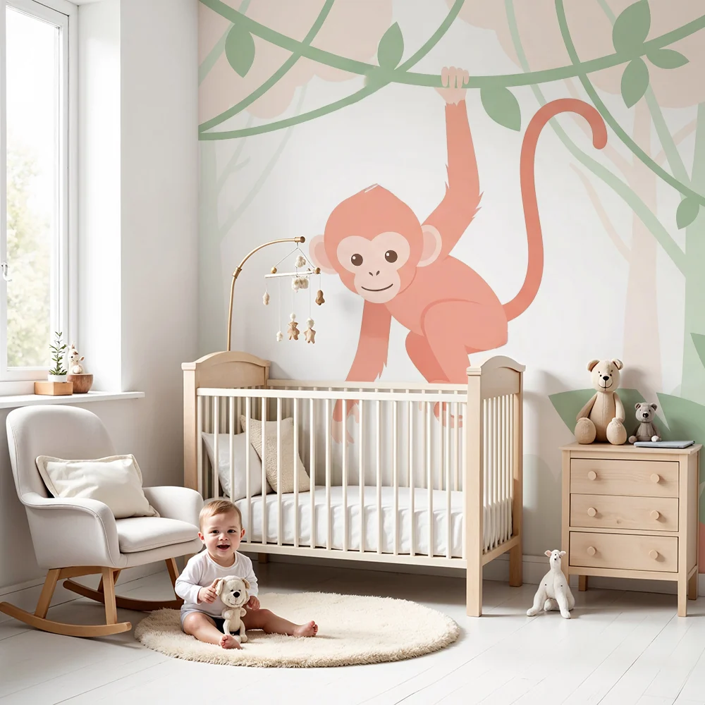 Papel de parede quarto bebê | Vragolasti majmun visi u džungli
