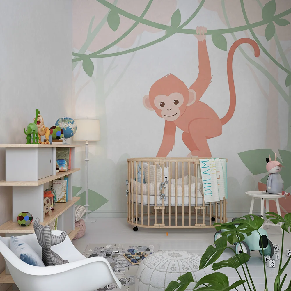 Papel de parede quarto bebê | Vragolasti majmun visi u džungli