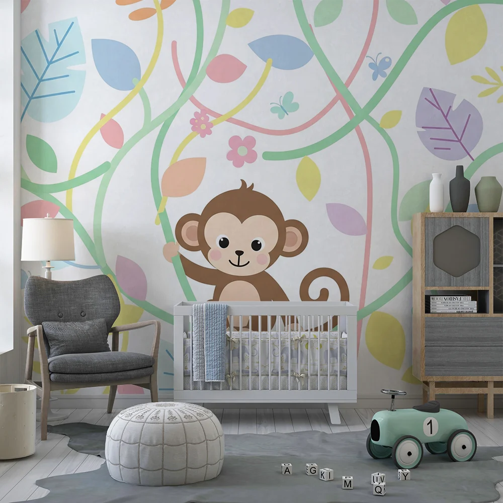 Papel de parede quarto bebê | Vragolasti majmun među šarenim lišćem