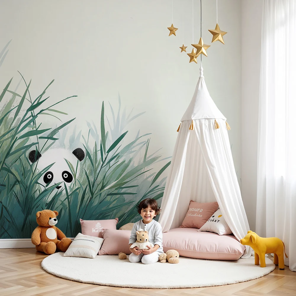 Papel de parede quarto bebê | Vragolasti panda skriven u travi