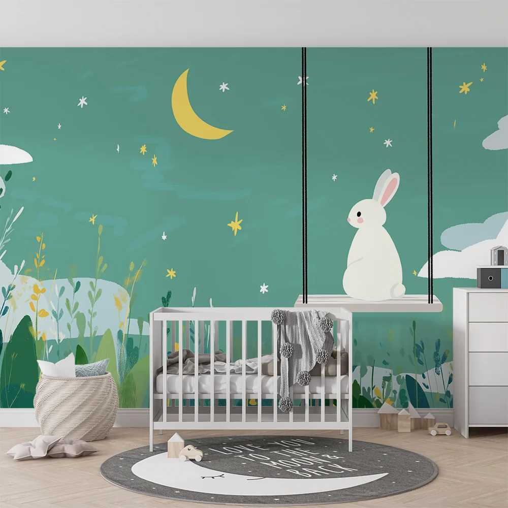Papel de parede quarto bebê | Zec na ljuljačci ispod zvjezdane noći