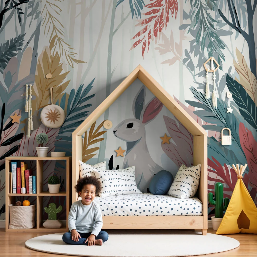 Papel de parede quarto bebê | Zec u tropskoj šumi