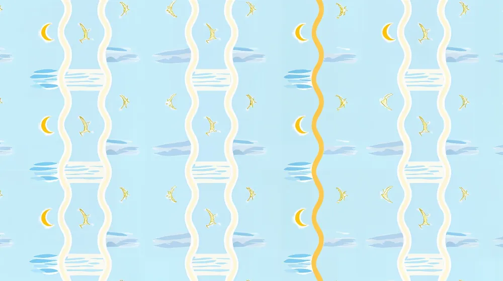 Papel de parede quarto bebê | Zlatni ptice i mjeseci