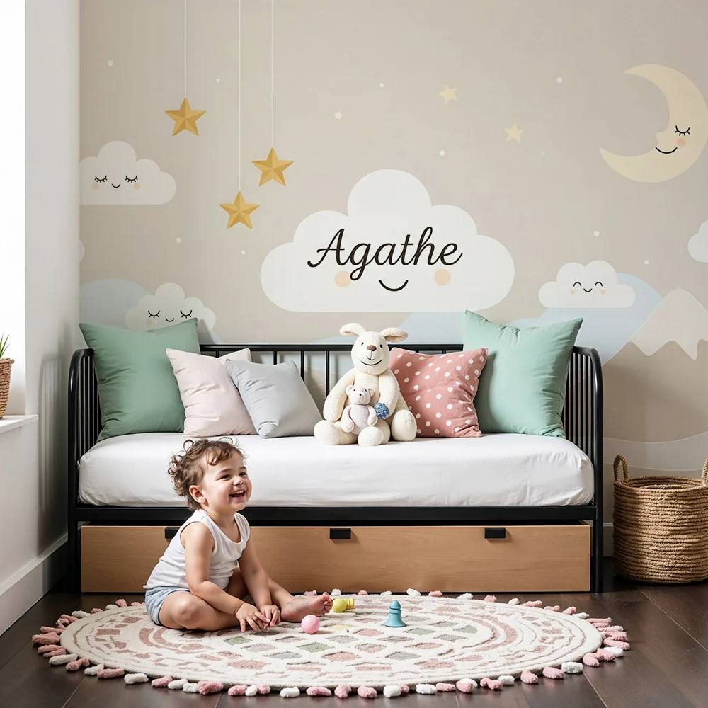 Papel de parede quarto bebê | Zvjezdano nebo i nježne planine s oblacima Agathe
