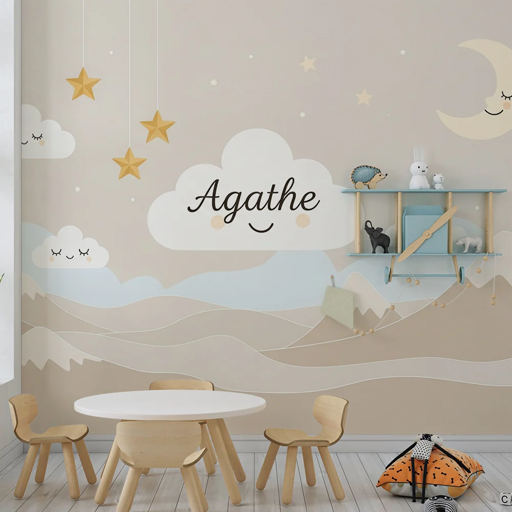 Papel de parede quarto bebê | Zvjezdano nebo i nježne planine s oblacima Agathe