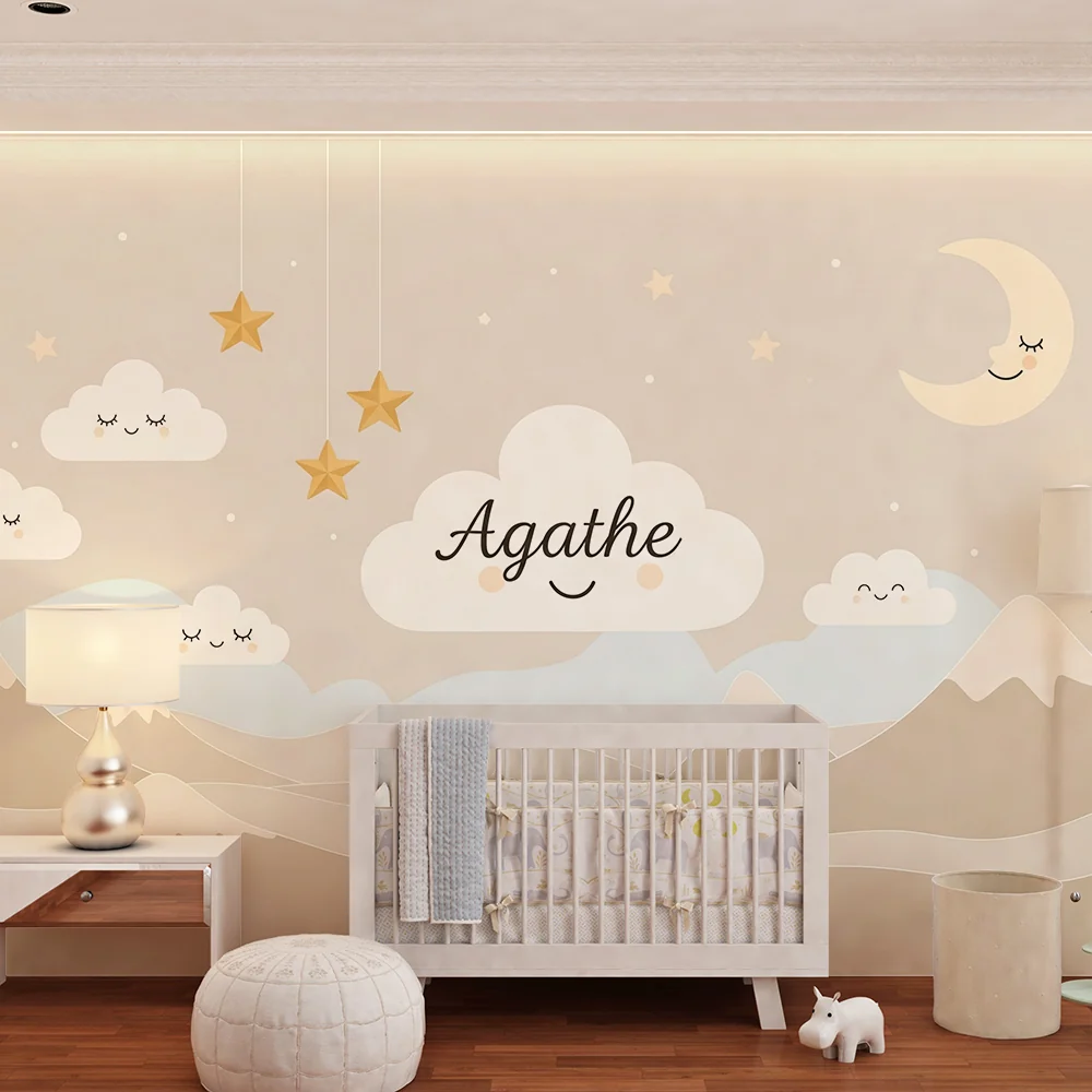 Papel de parede quarto bebê | Zvjezdano nebo i nježne planine s oblacima Agathe