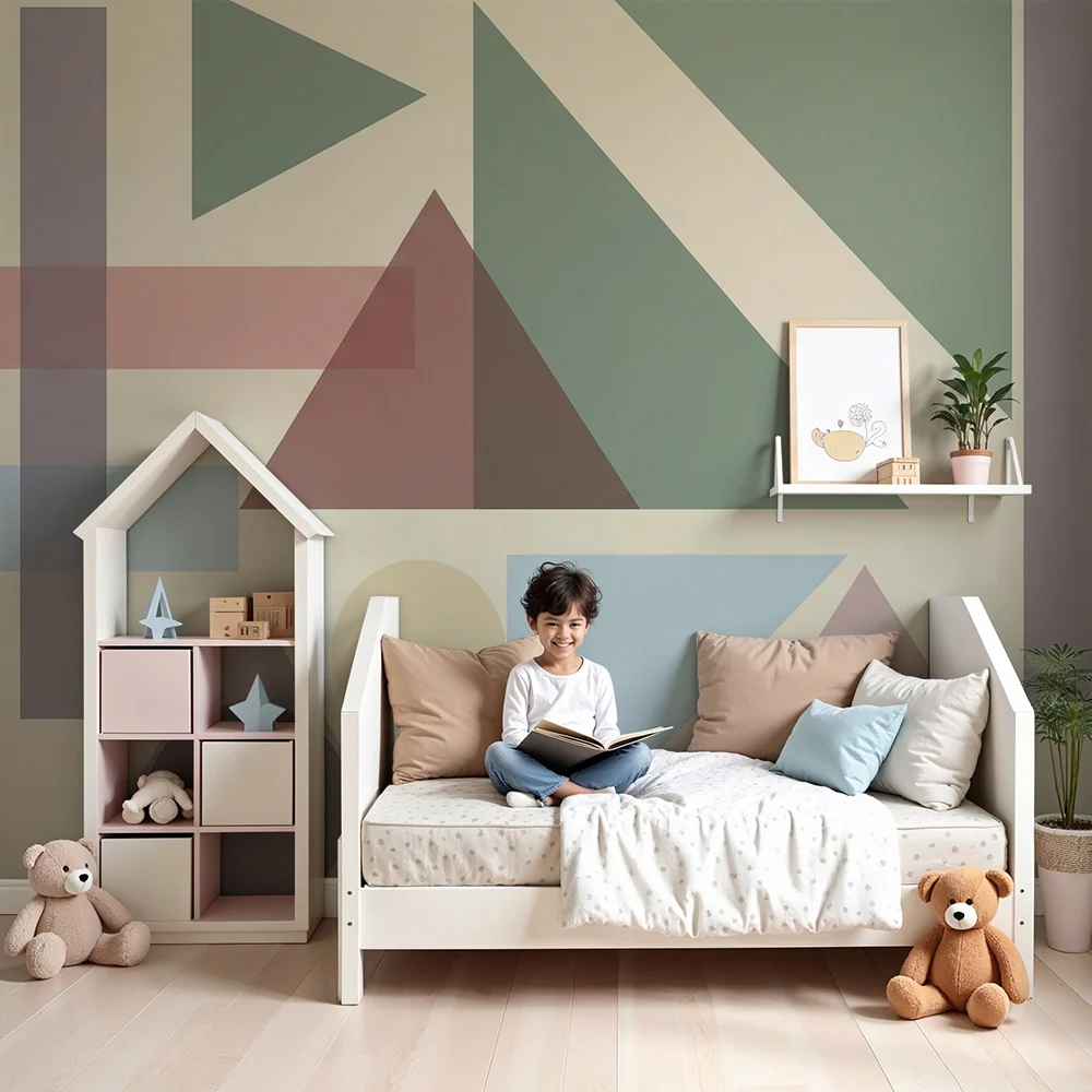 Papier de parede za bebe | Blage geometrijske forme i pastelne boje
