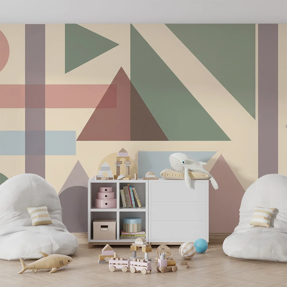 Papier de parede za bebe | Blage geometrijske forme i pastelne boje