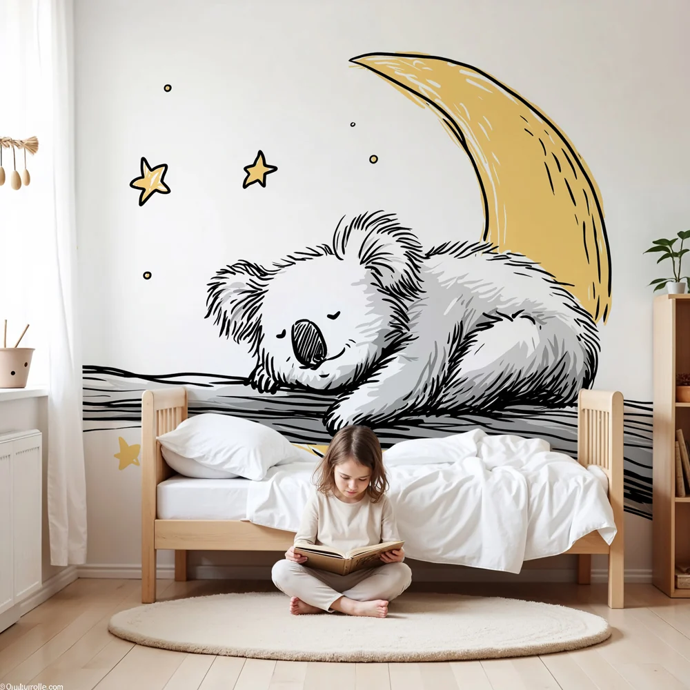 Papier de parede za bebe | Spavaći koala ispod zvijezda