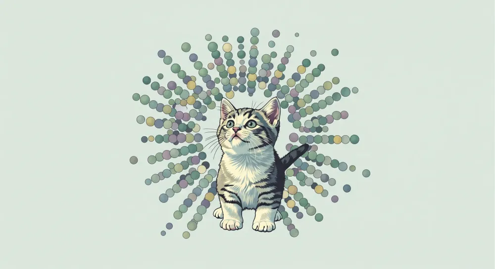 Papier de parede crianç | Gatinho fofo cercado por bolhas coloridas