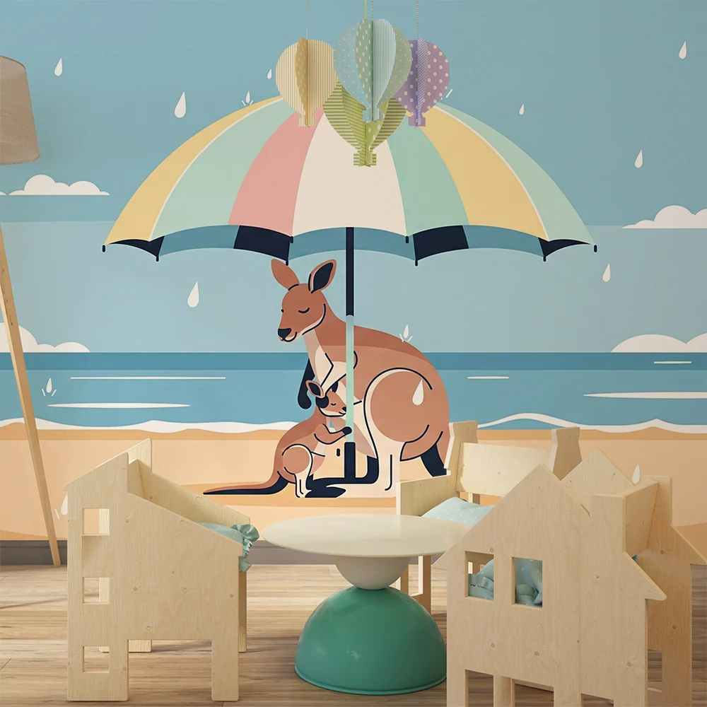 Papier de parede crianç | Klokani ispod suncobrana na plaži