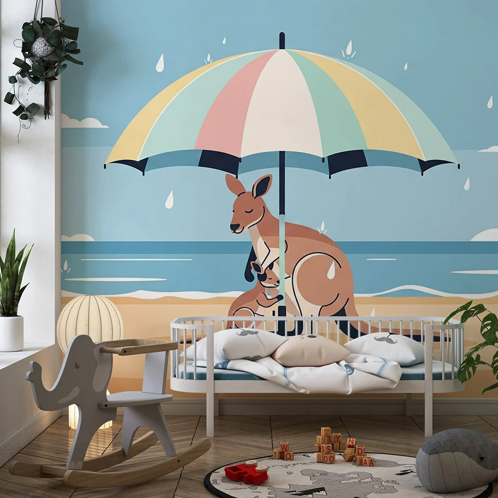Papier de parede crianç | Klokani ispod suncobrana na plaži