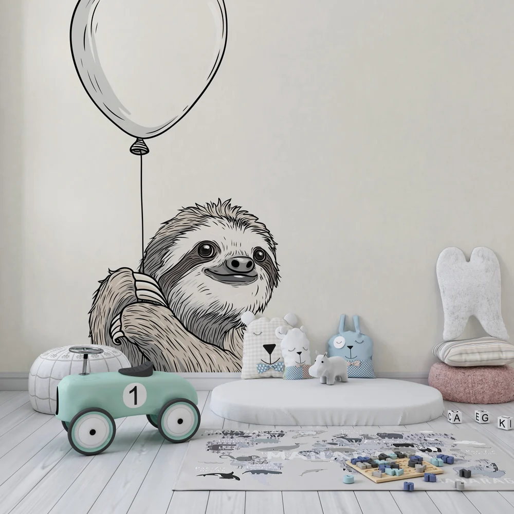 Papier de parede crianç | Preguiç feliz e bola