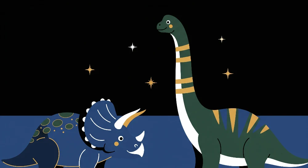 Papier de parede dječja soba | Šareni dinosaurus ispod zvjezdane noćne neba