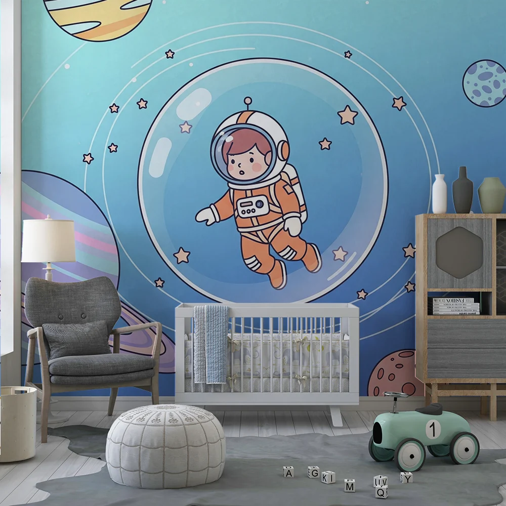 Papier de parede dječja soba | Astronaut plutajući u šarenom svemiru