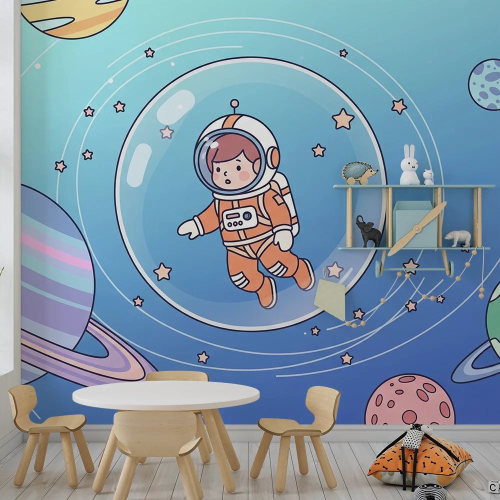 Papier de parede dječja soba | Astronaut plutajući u šarenom svemiru